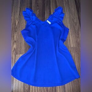 Zenana Outfitters Royal Blue Ruffle Blouse